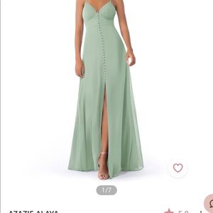 Azazie Alaya bridesmaid dress. Color- agave. Size A4